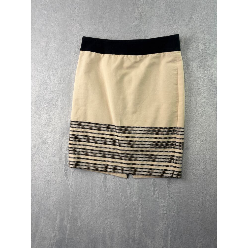 J.Crew Cream Pencil Skirt with Black Trim - Size 00 - Picture 5 of 7